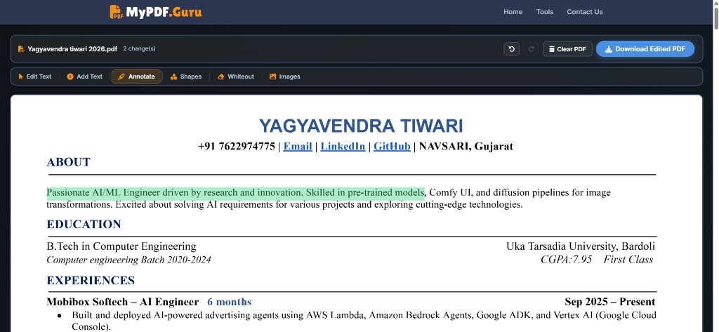Annotate highlight on PDF text